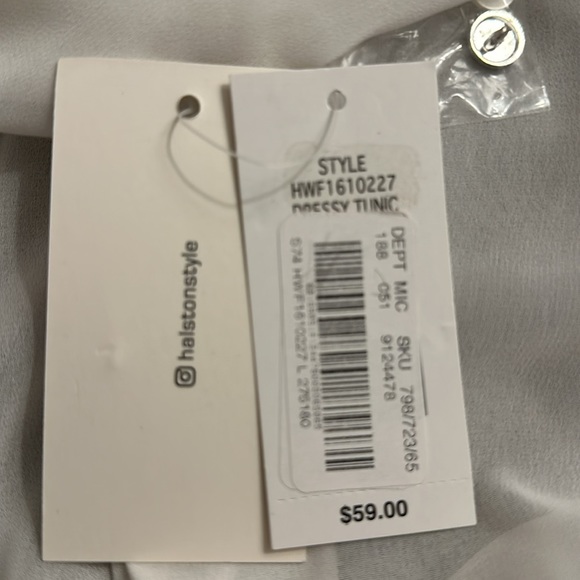 Halston Semi-Sheer White Drape Blouse — Size L/G - NWT - Picture 14 of 15